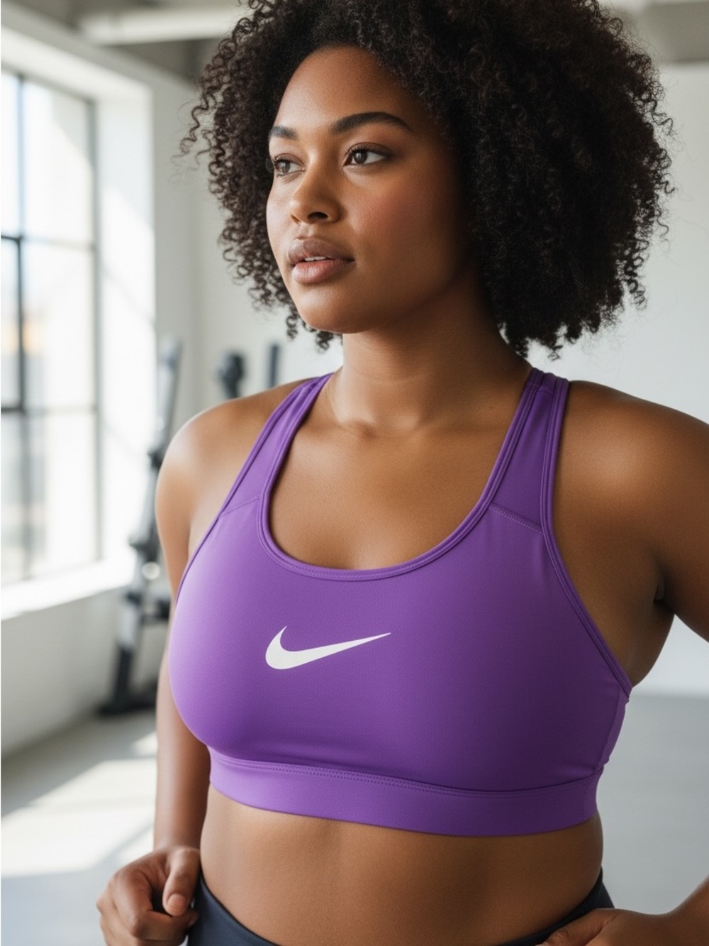 Nike Swoosh White Sports Bra Medium Coverage DRI Fit Size 1X